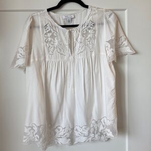 Nordstrom signature White Embroidered Blouse
